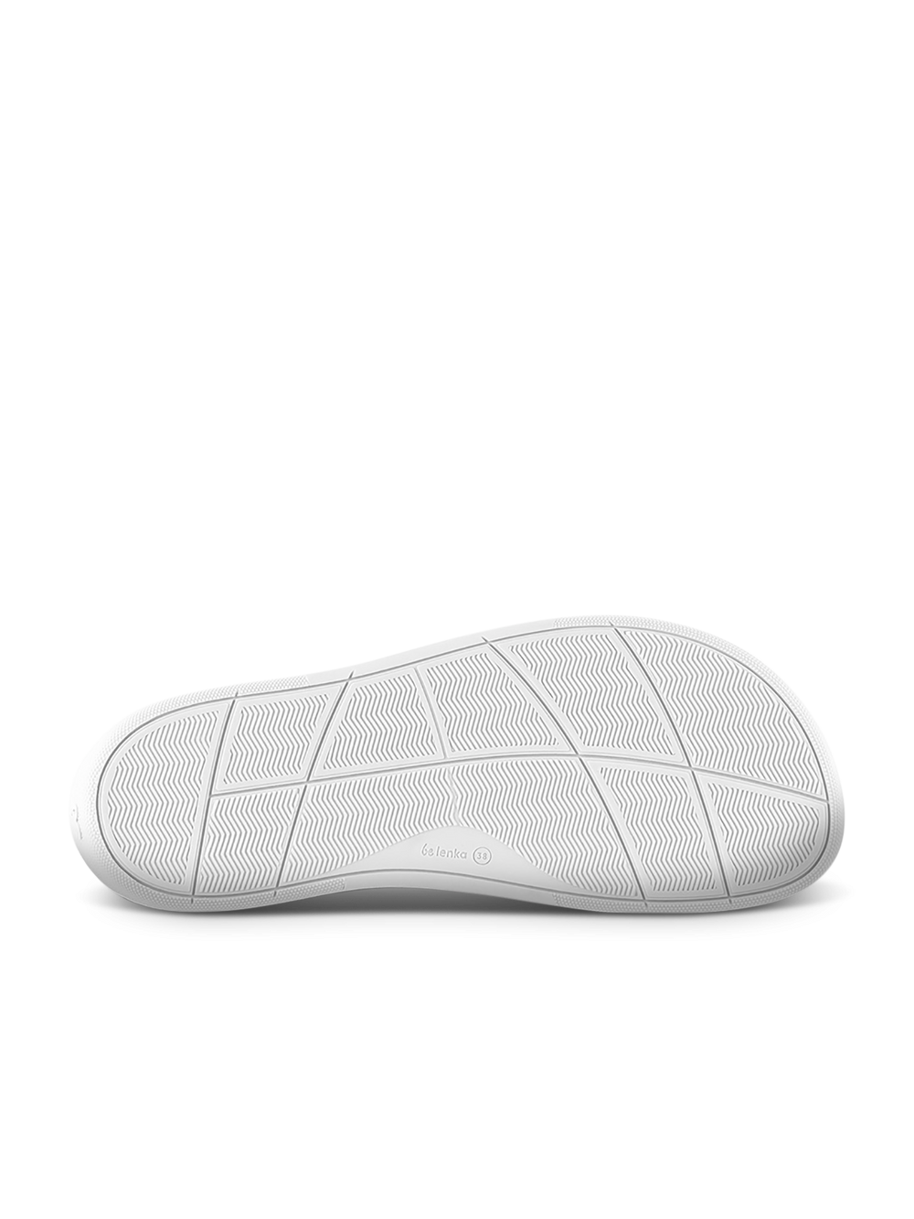 The BeLenka Rebound (Unisex) features a white sole with a subtle wave tread and fine grid lines, shown from the bottom on a plain white background—ideal for those who value comfortable sneakers.