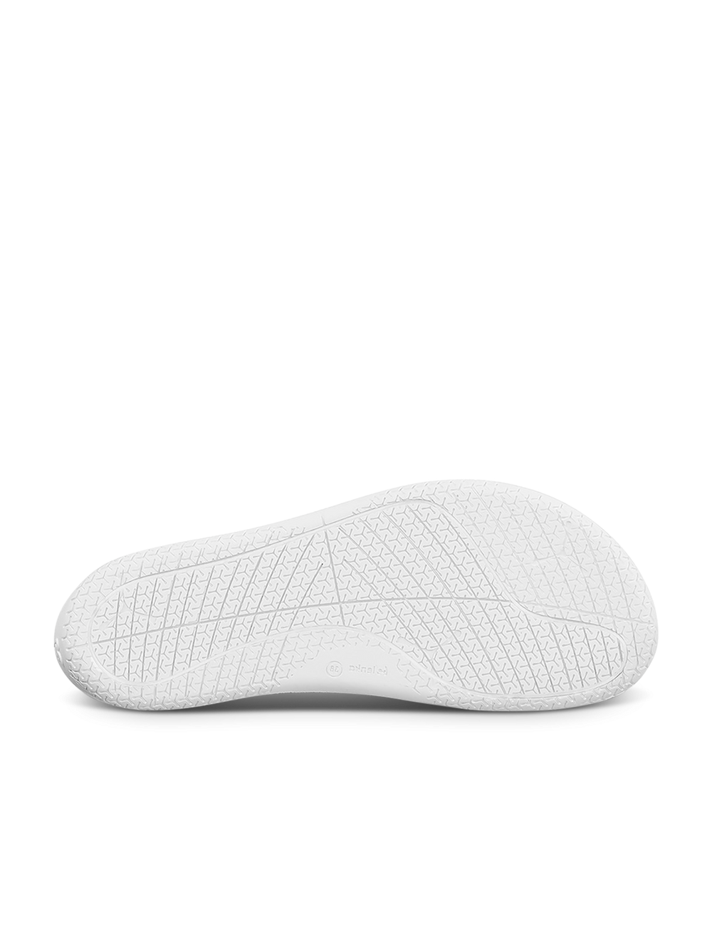 The image displays the bottom view of the BeLenka Velocity (Unisex) shoe in white, highlighting its textured, patterned grip design. The tread consists of intersecting lines and segmented sections for traction, reflecting the durable construction and flexible sole typical of BeLenka workout footwear.